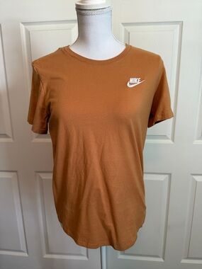 Nike Burnt Orange Crew Neck Tee with White Swoosh